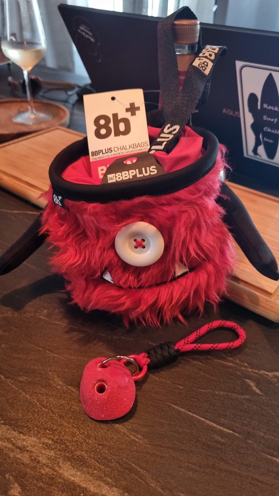 Rock Climb Combos - Monster Chalk Bags - Bruno & Red Crimp Key Chain